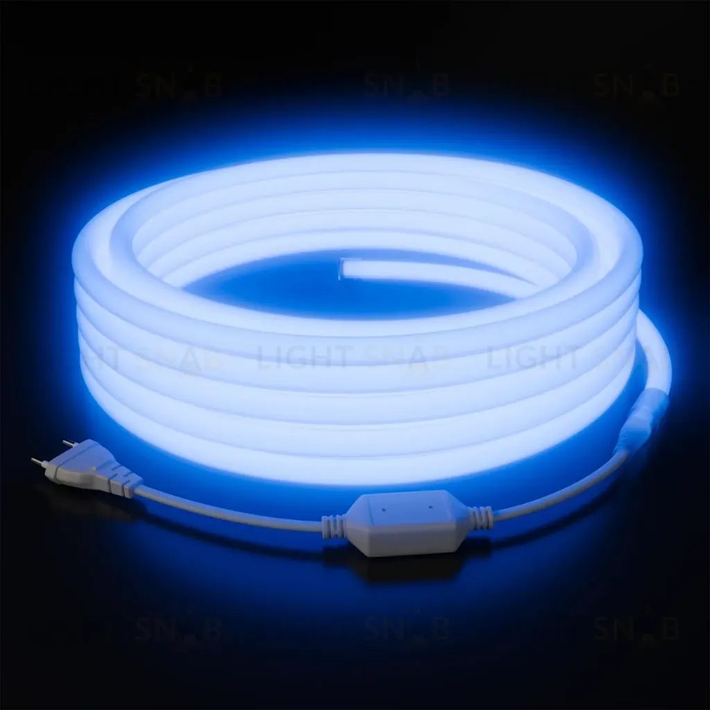 Комплект светодиодного неона Apeyron 220В, 6Вт/м, синий, smd 2835, 144д/м 10м, IP65,  с аксессуарами (сетевой шнур, заглушка, крепеж - 10шт) 10-117 10-117