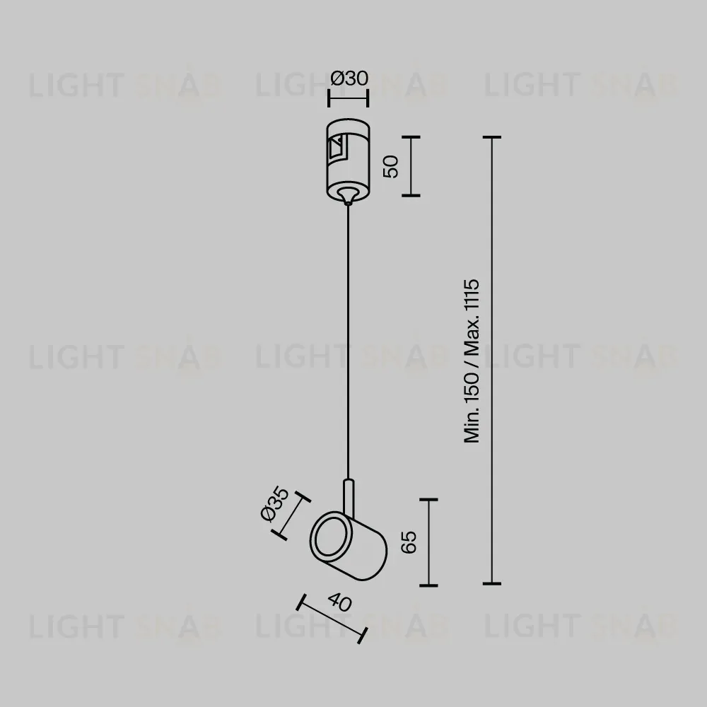 Коннектор с тросовым подвесом для магнитного шинопровода Maytoni Technical Tau Flarity TRA154SW-1BS TRA154SW-1BS