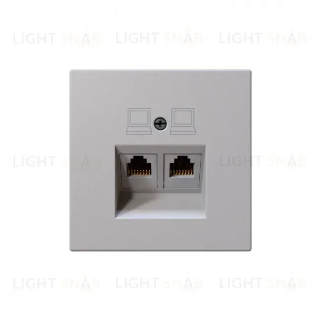 Интернет-розетка RJ45 двойная с накладкой, цвет Черный матовый (soft touch) Jasmart FD6106PWM FD6106PWM