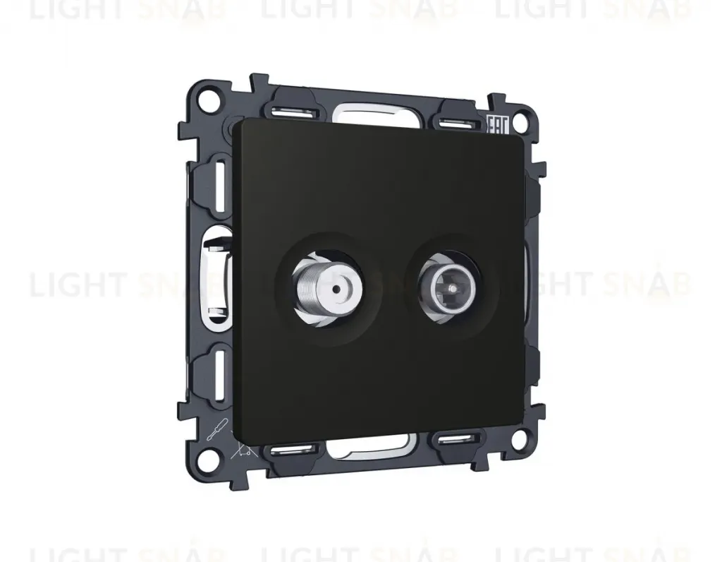 Комплект механизма розетки TV оконечной + SAT 5-862MHz 3.5dB/950-2150MHz 3.5dB Alfa Черный матовый Quant Ambrella Volt MA813310 (AP8133, VM217) MA813310