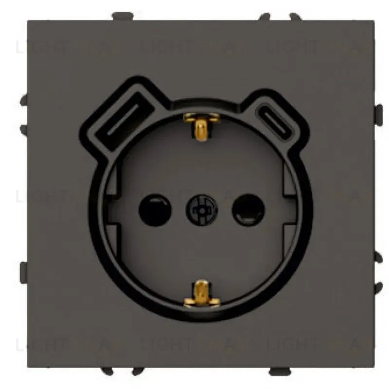 Розетка 1-местная з/ш с/з 16А + USB + Type C (механизм) Stekker Эмили RST16-5119-09 антрацит soft touch 50361 50361