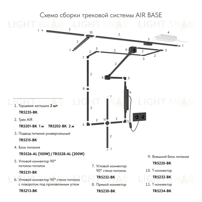 Соединитель для шинопровода Denkirs TR5230-BK TR5230-BK