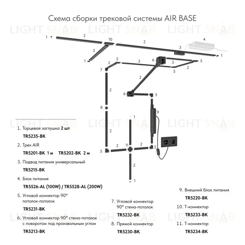Х-коннектор для шинопровода Denkirs Air Base TR5234-BK TR5234-BK