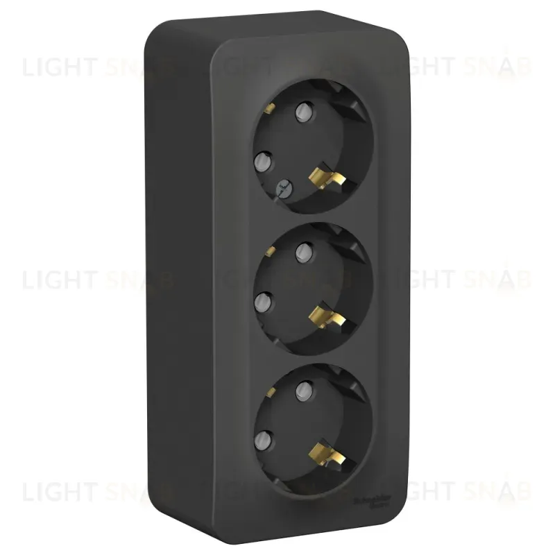 Розетка 3-ая с/з со шторками 16А, 250В, изолир. пластина Systeme Electric Blanca наруж Антрацит BLNRA011316 BLNRA011316