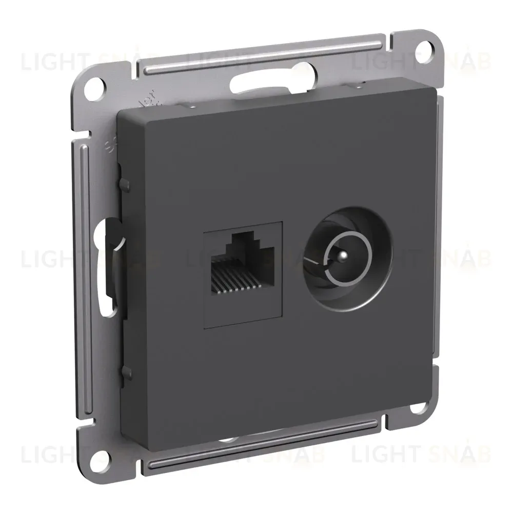 Розетка двойная ТВ + компьютерная RJ45, кат. 5Е Systeme Electric AtlasDesign Базальт ATN001489 ATN001489