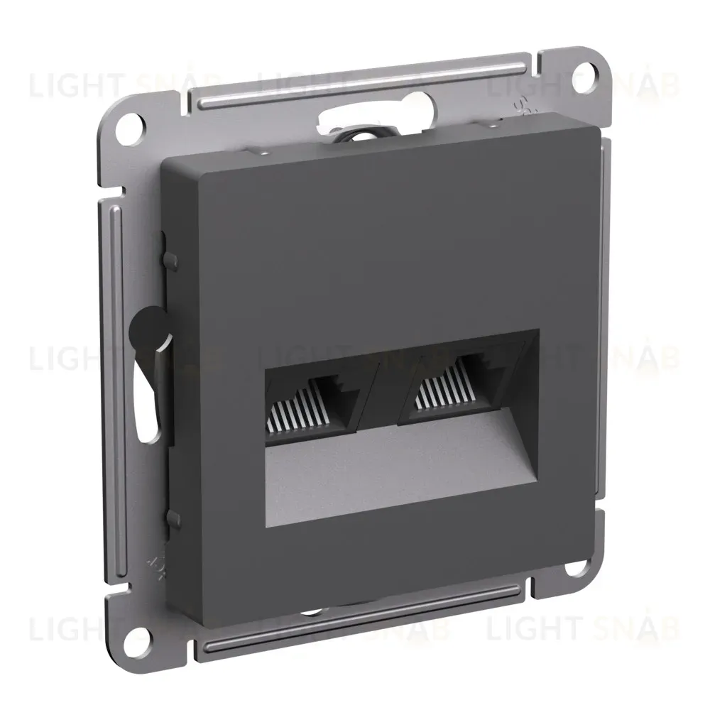 Розетка двойная компьютерная RJ45+RJ45, кат.5Е, механизм Systeme Electric AtlasDesign Базальт ATN001485 ATN001485