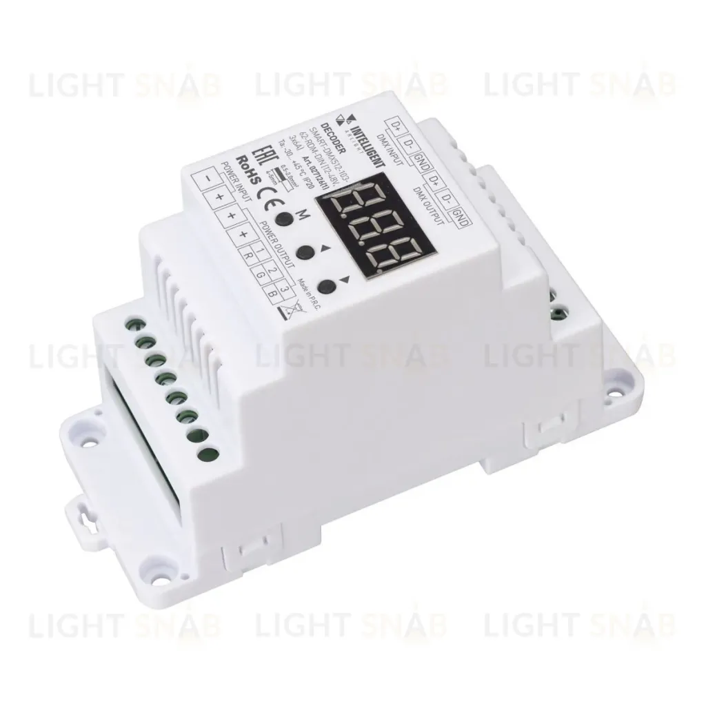 Декодер Arlight SMART-DMX512-103-62-RDM-DIN (12-48V, 3x6A) (IARL, IP20 Пластик) 027126(1) 027126(1)