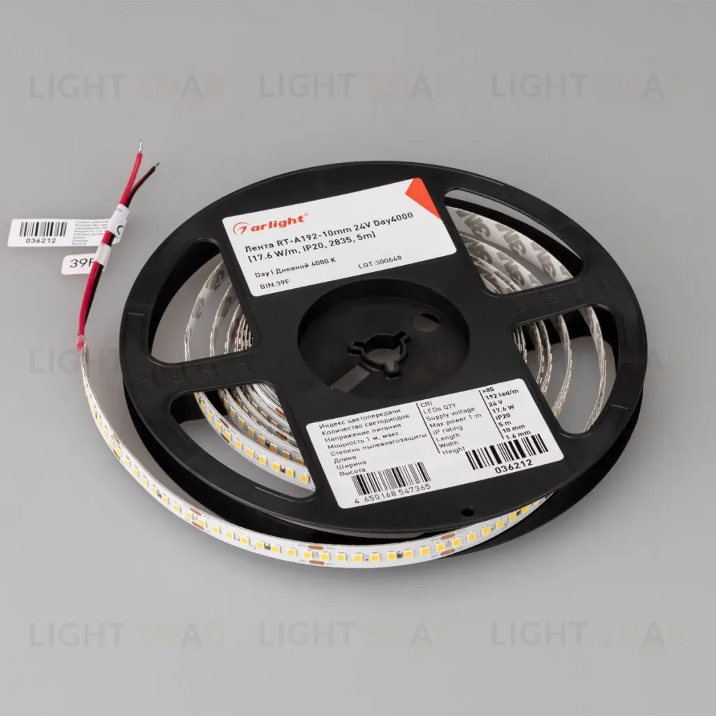 Светодиодная лента Arligh tRT-A192-10mm 24V Day4000 (17.6 W/m, IP20, 5m) (высок.эфф.150 лм/Вт) 036212(1) 036212(1)