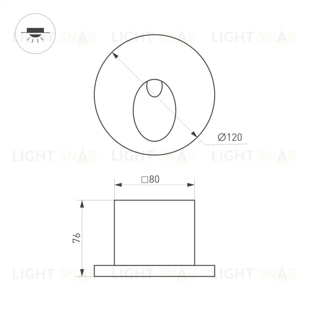Светильник для ступеней Arlight LT-TIE-R120-3W Warm3000 (WH, 45x70 deg, 230V) (IP65 Бетон) 050872 050872