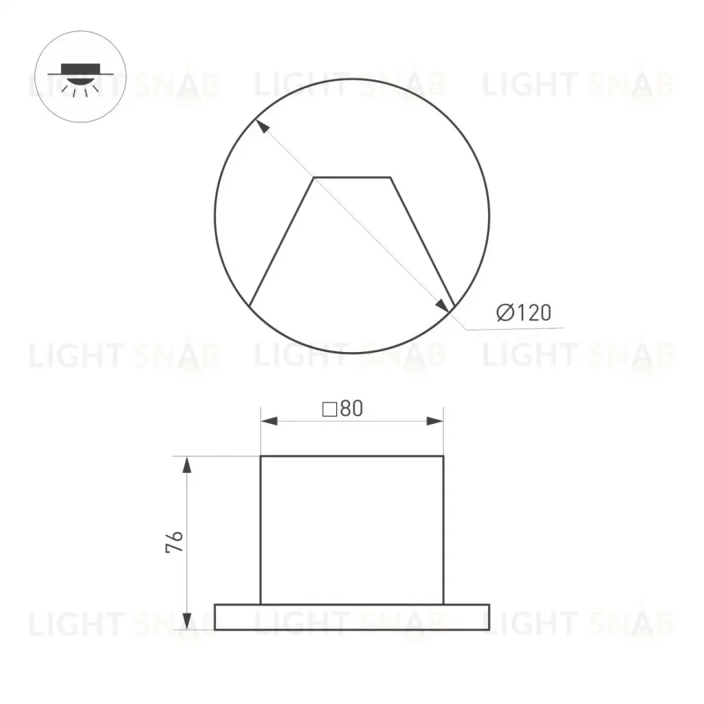 Светильник для ступеней Arlight LT-TIE-R120-3W Warm3000 (WH, 75x30 deg, 230V) (IP65 Бетон) 050869 050869