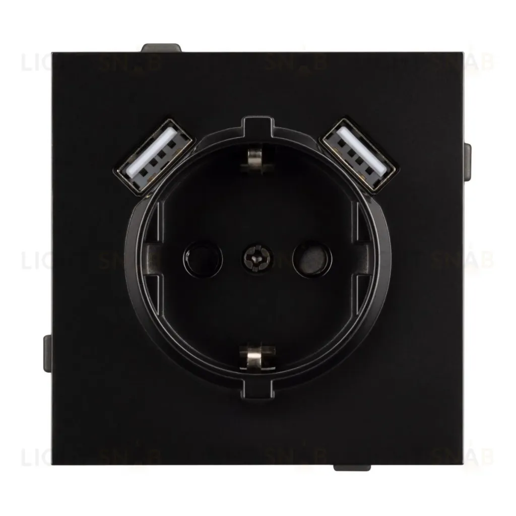 Механизм розетки с USB зарядкой Arlight SCT-TENDO-MUAA-PL-BK (230V, 16A) 054083 054083