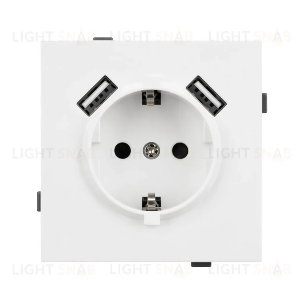 Механизм розетки с USB зарядкой Arlight SCT-TENDO-MUAA-PL-WH (230V, 16A) 054082 054082
