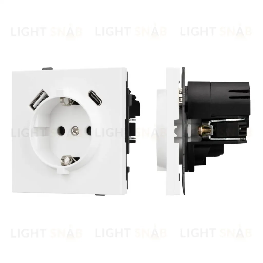 Механизм розетки с USB зарядкой Arlight SCT-TENDO-MUAC-PL-WH (230V, 16A) 054086 054086