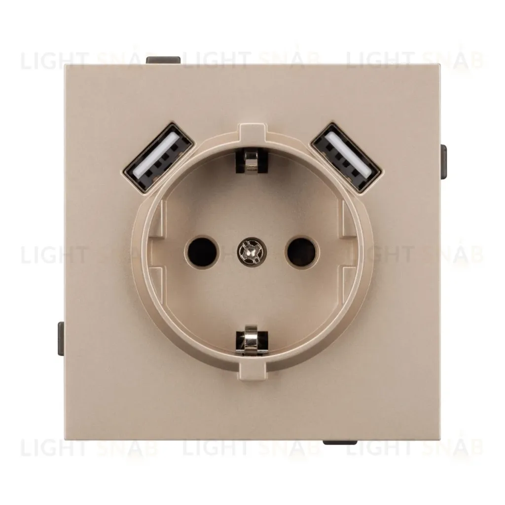 Механизм розетки с USB зарядкой Arlight SCT-TENDO-MUAA-PL-GD (230V, 16A) 054085 054085