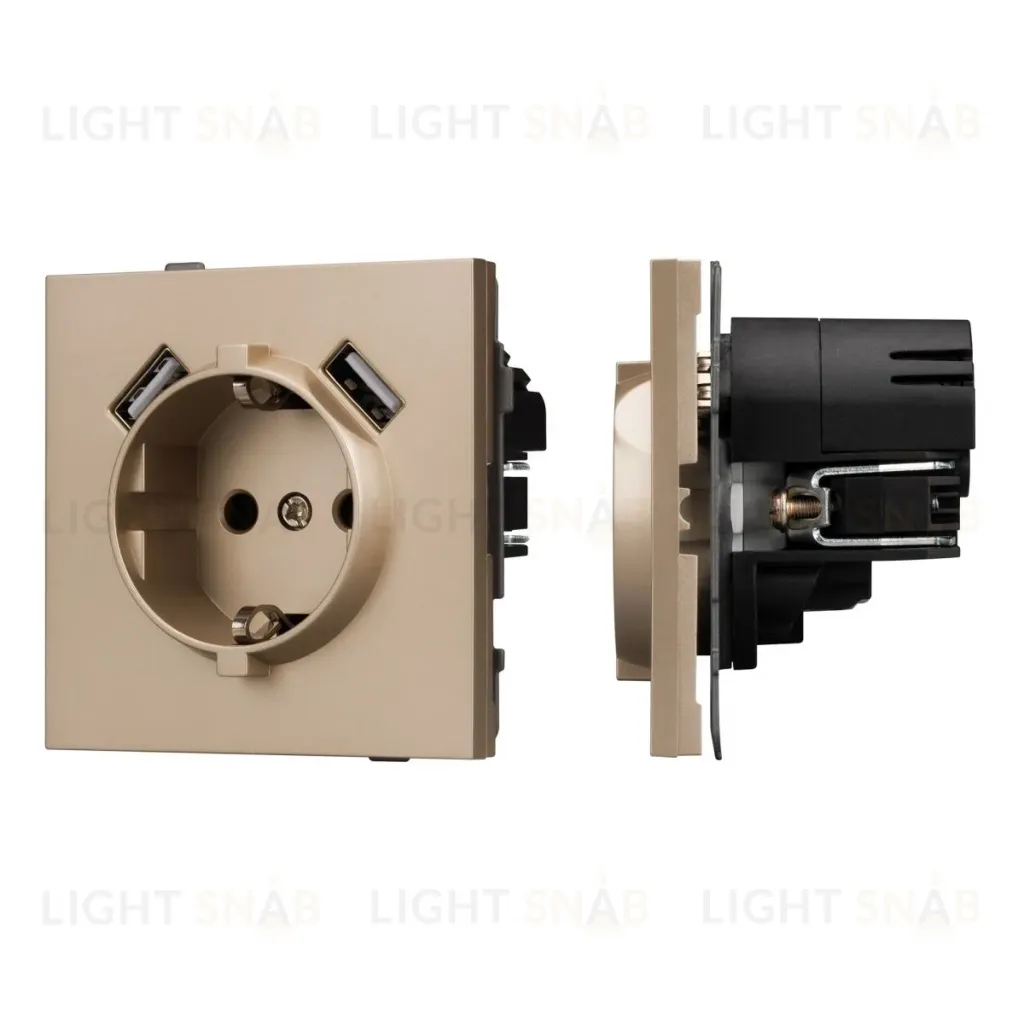 Механизм розетки с USB зарядкой Arlight SCT-TENDO-MUAA-PL-GD (230V, 16A) 054085 054085