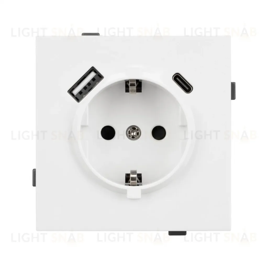 Механизм розетки с USB зарядкой Arlight SCT-TENDO-MUAC-PL-WH (230V, 16A) 054086 054086