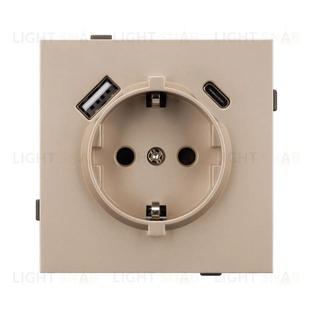 Механизм розетки с USB зарядкой Arlight SCT-TENDO-MUAC-PL-GD (230V, 16A) 054089 054089