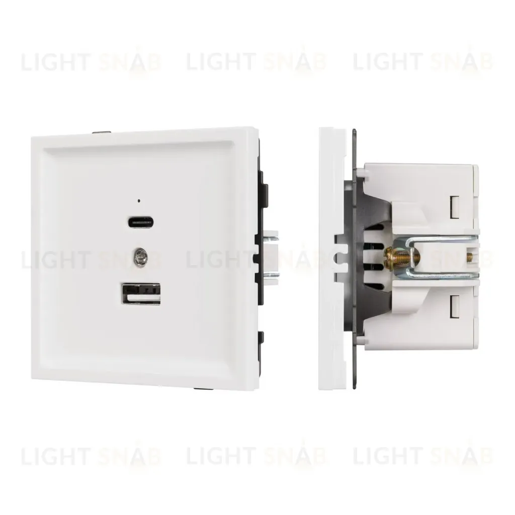 Механизм USB розетки Arlight SCT-TENDO-MUAC-PL-WH (5V, 3A, QC3) 054094 054094