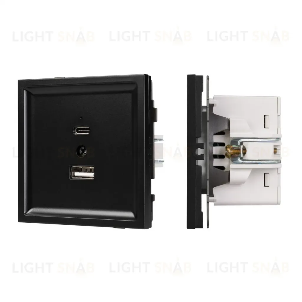 Механизм USB розетки Arlight SCT-TENDO-MUAC-PL-BK (5V, 3A, QC3) 054095 054095