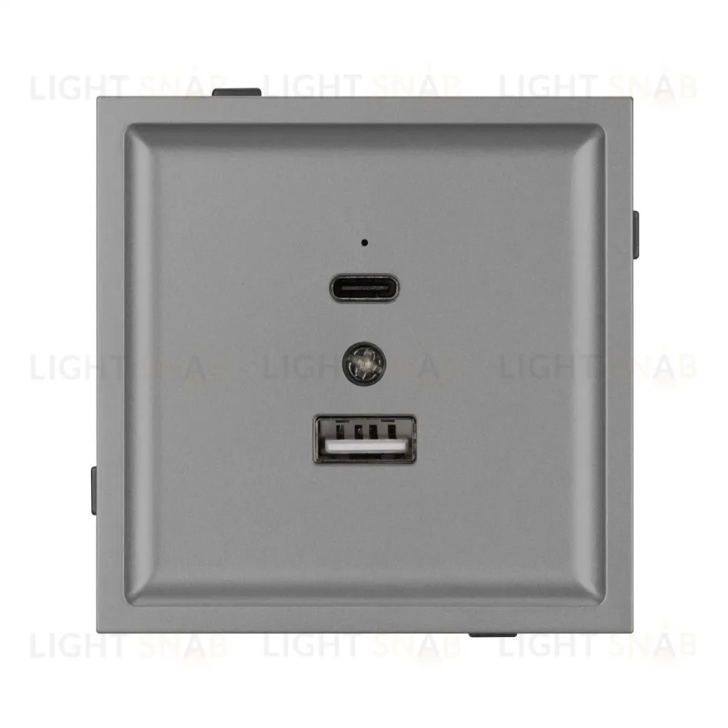 Механизм USB розетки Arlight SCT-TENDO-MUAC-PL-GR (5V, 3A, QC3) 054096 054096