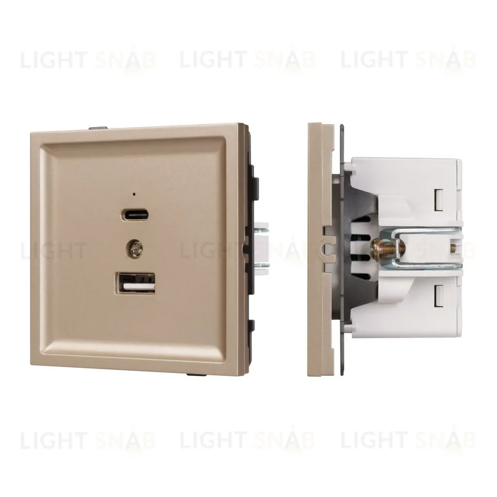 Механизм USB розетки Arlight SCT-TENDO-MUAC-PL-GD (5V, 3A, QC3) 054097 054097