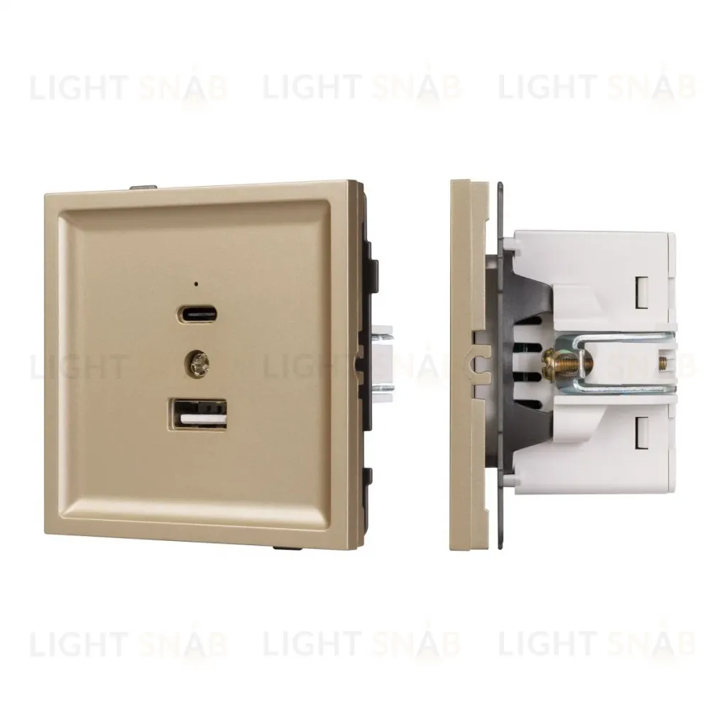Механизм USB розетки Arlight SCT-TENDO-MUAC-SFPL-GD (5V, 3A, QC3) 054537 054537