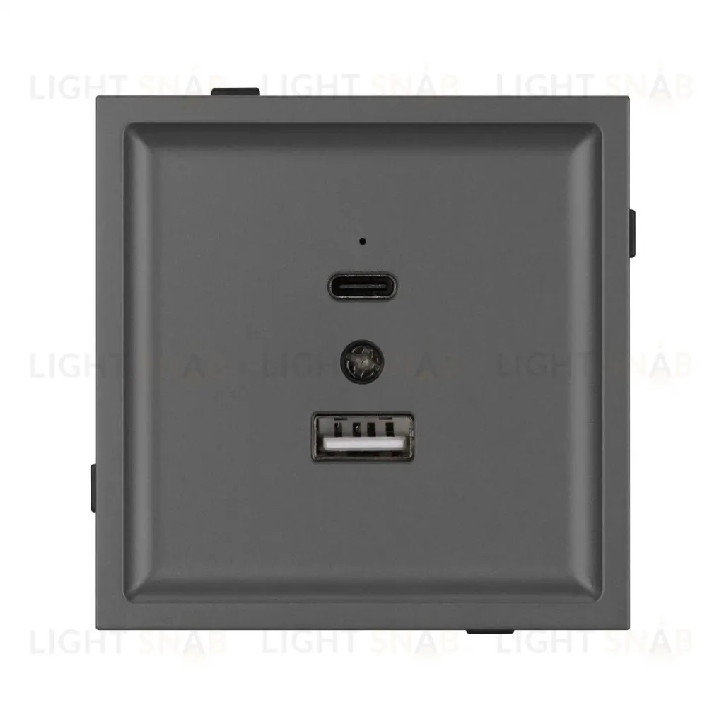 Механизм USB розетки Arlight SCT-TENDO-MUAC-SFPL-GR (5V, 3A, QC3) 054538 054538