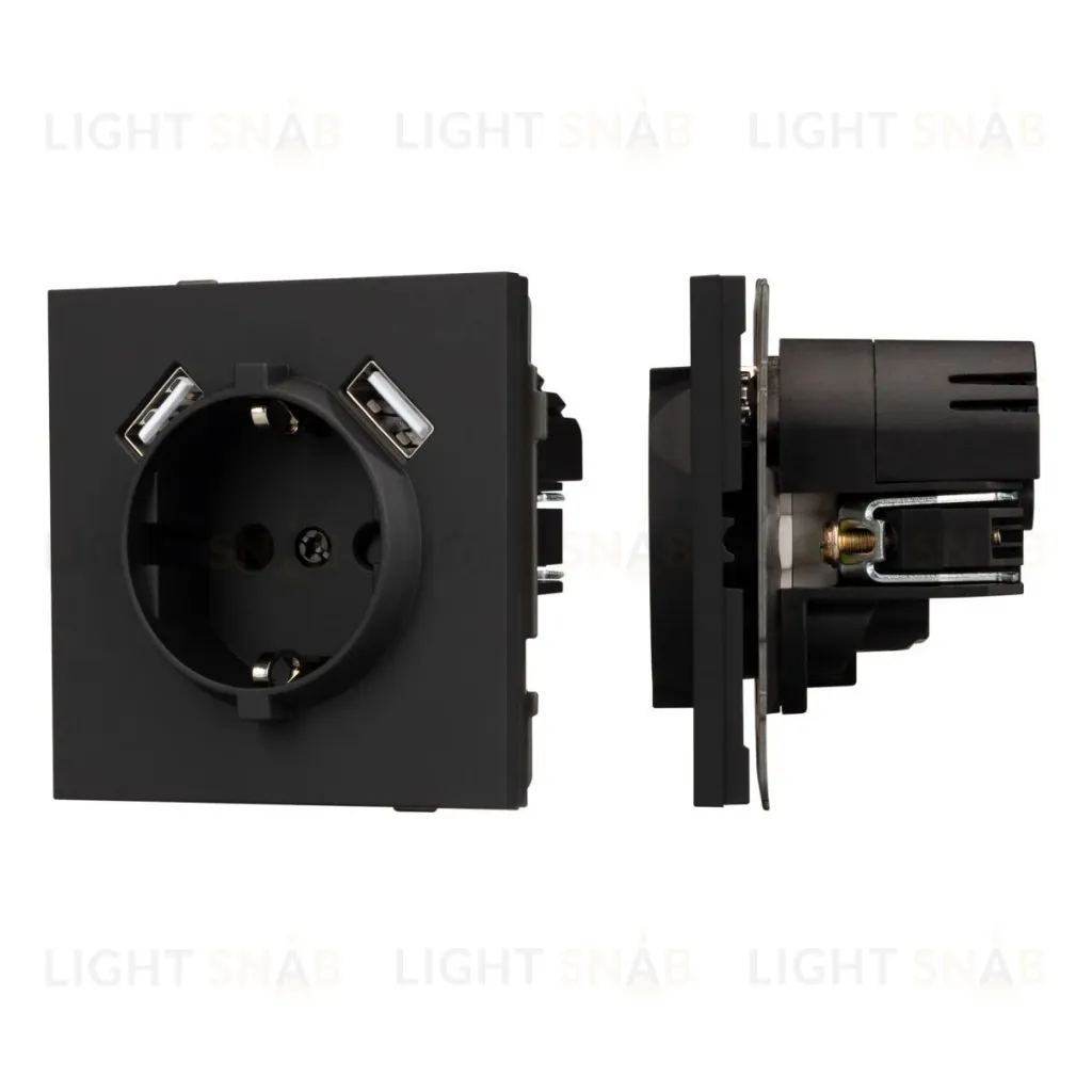 Механизм розетки с USB зарядкой Arlight SCT-TENDO-MUAA-SFPL-BK (230V, 16A) 054603 054603