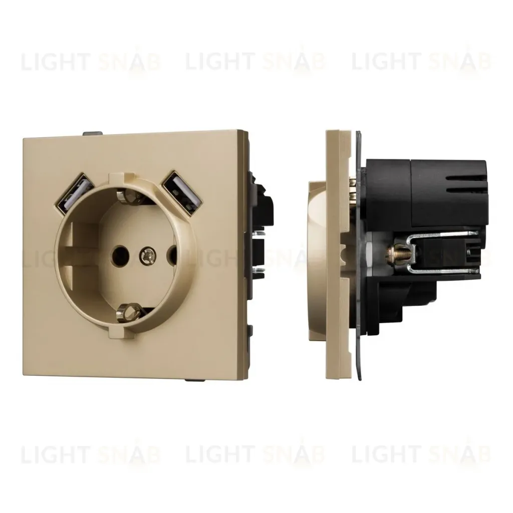 Механизм розетки с USB зарядкой Arlight SCT-TENDO-MUAA-SFPL-GD (230V, 16A) 054604 054604