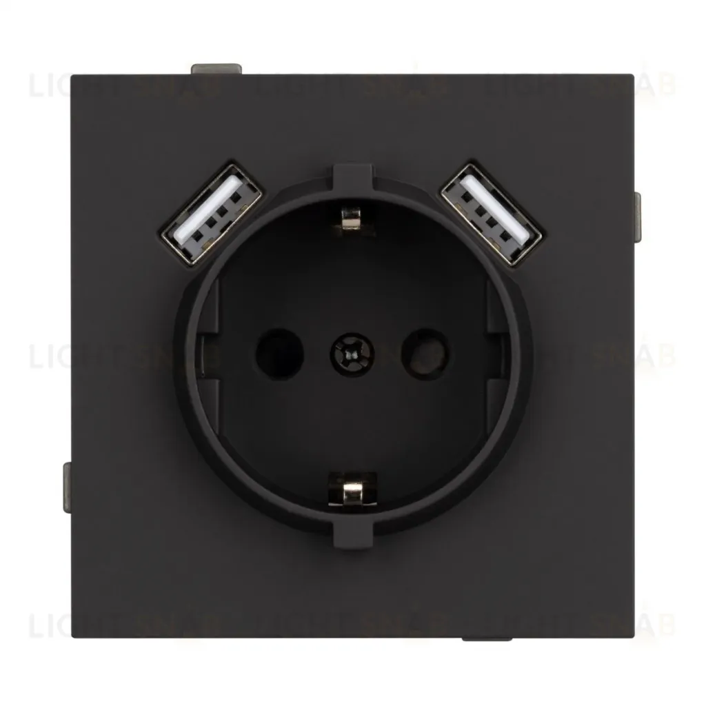 Механизм розетки с USB зарядкой Arlight SCT-TENDO-MUAA-SFPL-BK (230V, 16A) 054603 054603