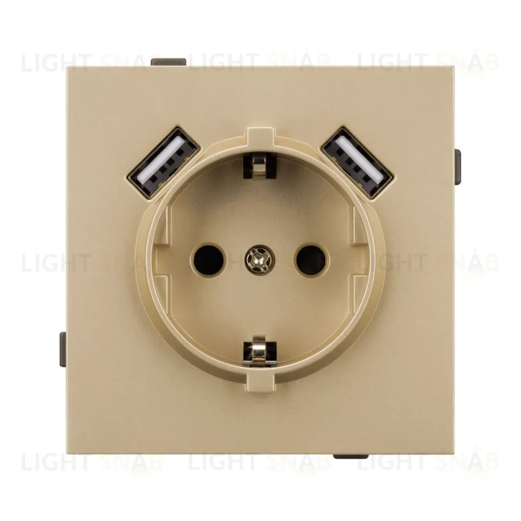 Механизм розетки с USB зарядкой Arlight SCT-TENDO-MUAA-SFPL-GD (230V, 16A) 054604 054604