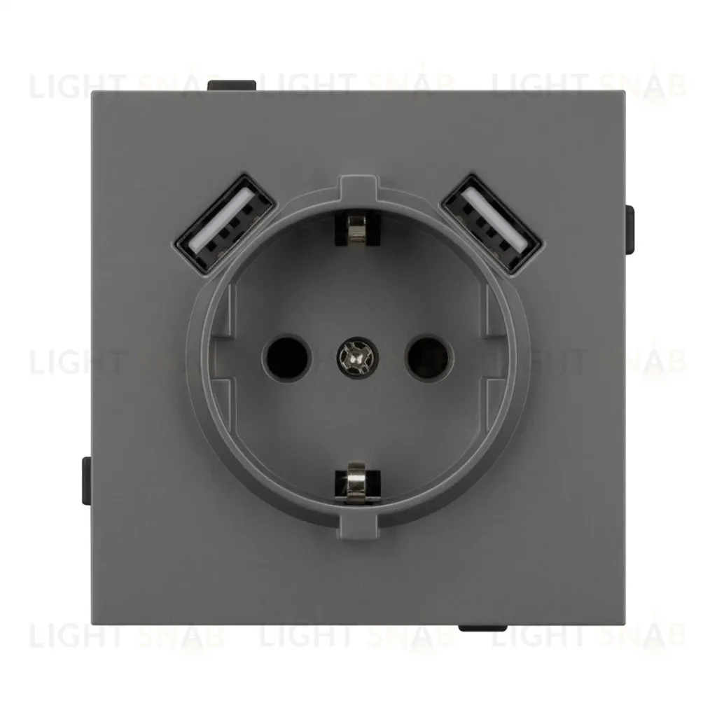 Механизм розетки с USB зарядкой Arlight SCT-TENDO-MUAA-SFPL-GR (230V, 16A) 054605 054605