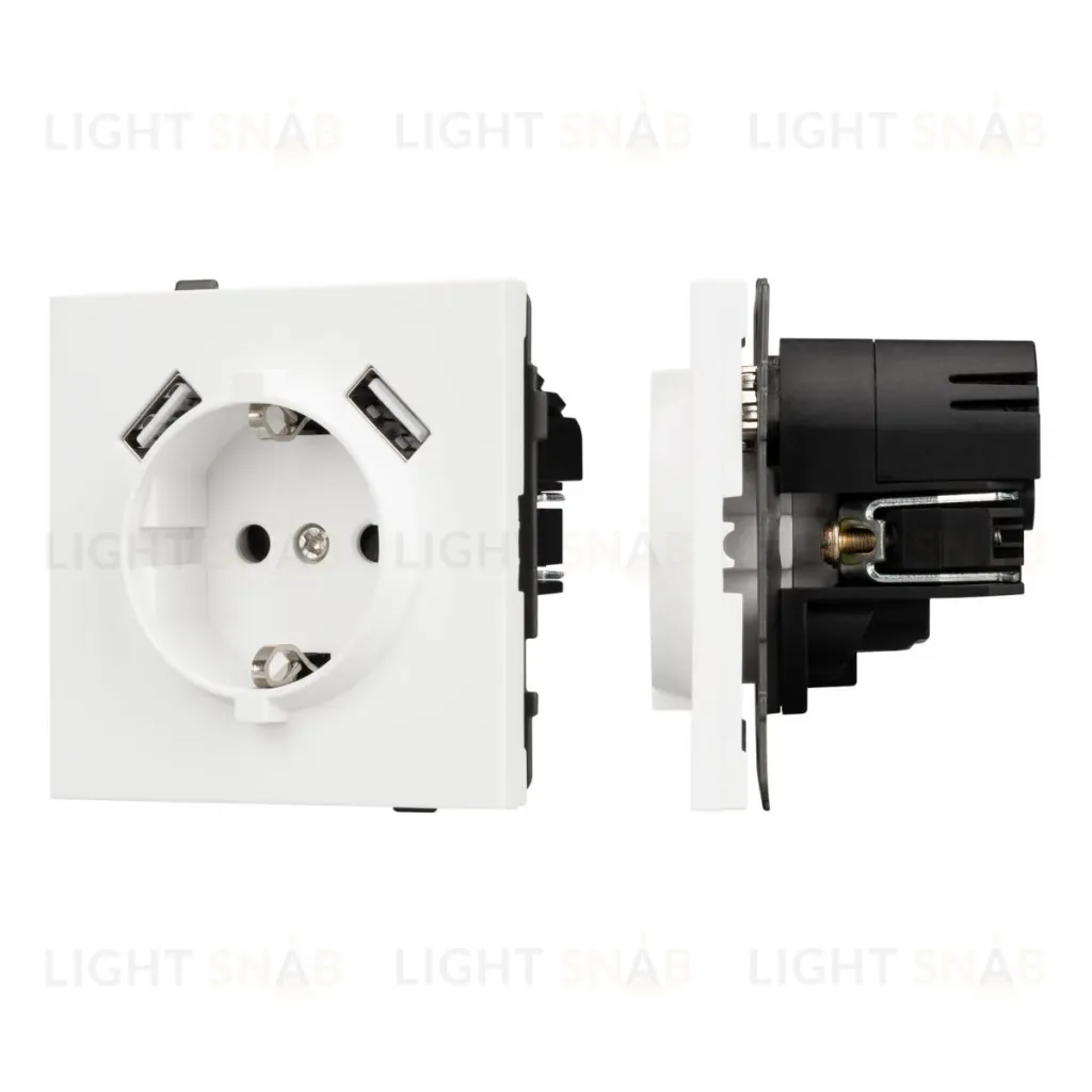 Механизм розетки с USB зарядкой Arlight SCT-TENDO-MUAA-SFPL-WH (230V, 16A) 054606 054606