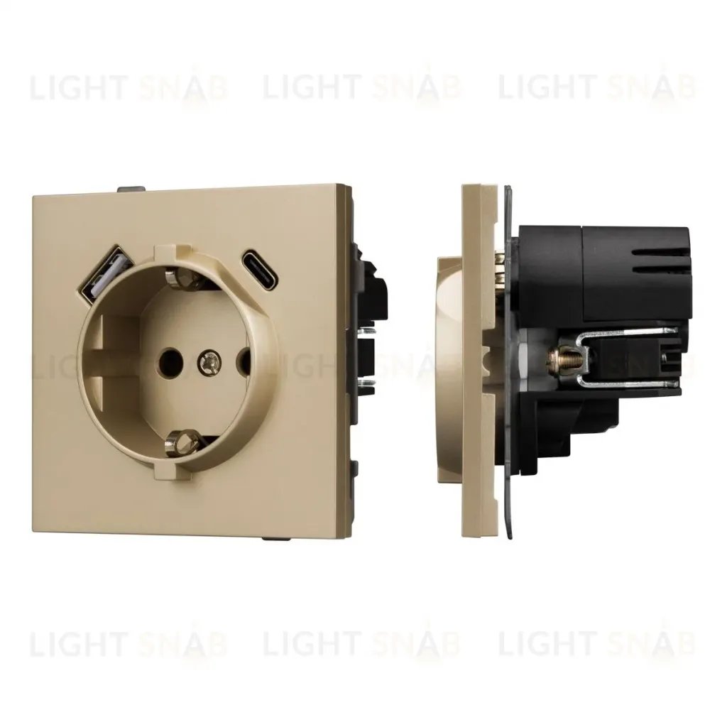 Механизм розетки с USB зарядкой Arlight SCT-TENDO-MUAC-SFPL-GD (230V, 16A) 054608 054608