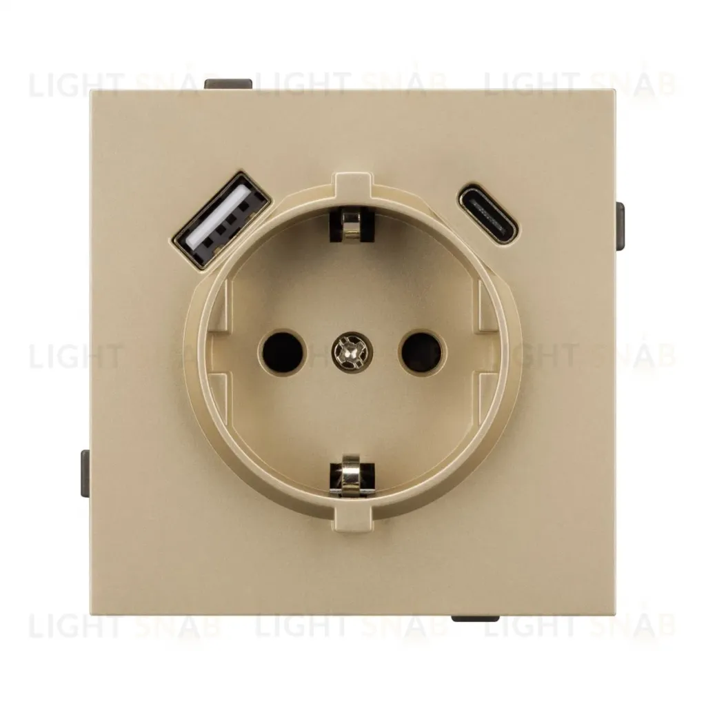 Механизм розетки с USB зарядкой Arlight SCT-TENDO-MUAC-SFPL-GD (230V, 16A) 054608 054608