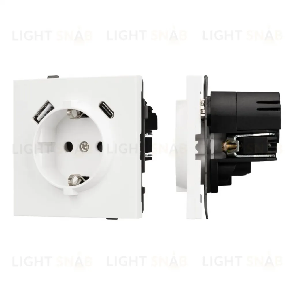 Механизм розетки с USB зарядкой Arlight SCT-TENDO-MUAC-SFPL-WH (230V, 16A) 054610 054610