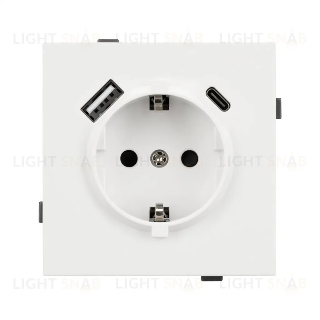 Механизм розетки с USB зарядкой Arlight SCT-TENDO-MUAC-SFPL-WH (230V, 16A) 054610 054610