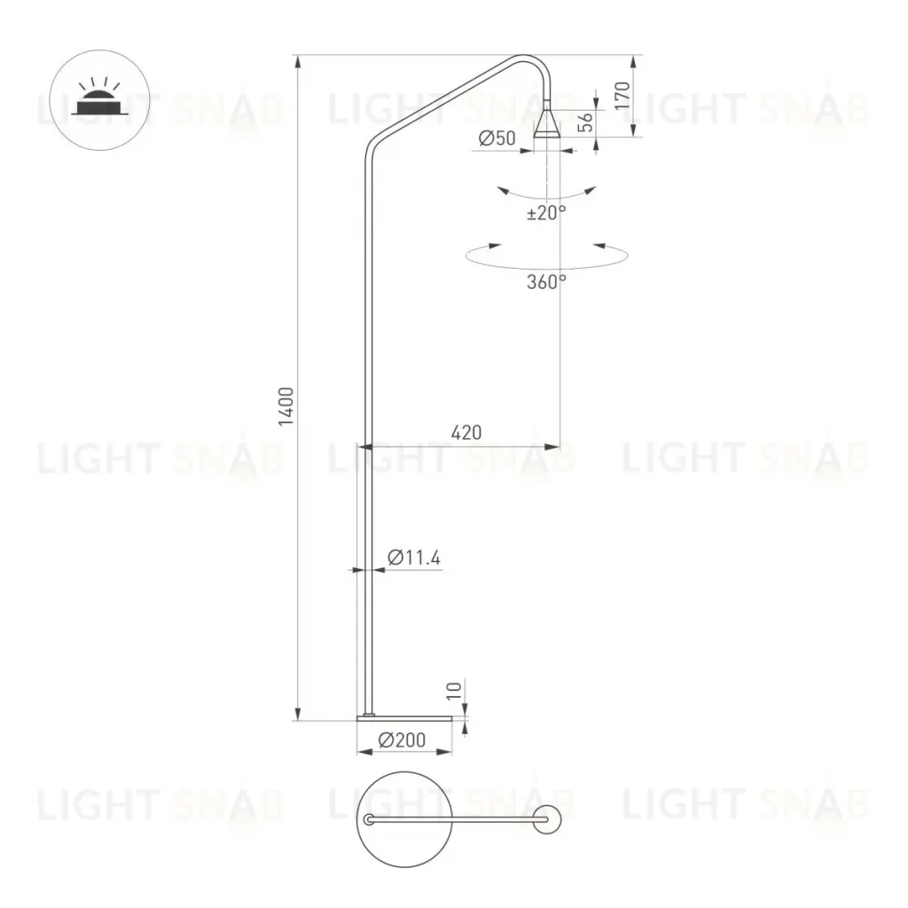 Торшер Arlight SP-RINAR-FLOOR-5W Warm3000 (BK, 36 deg, 230V) (IP20 Металл) 059322 059322