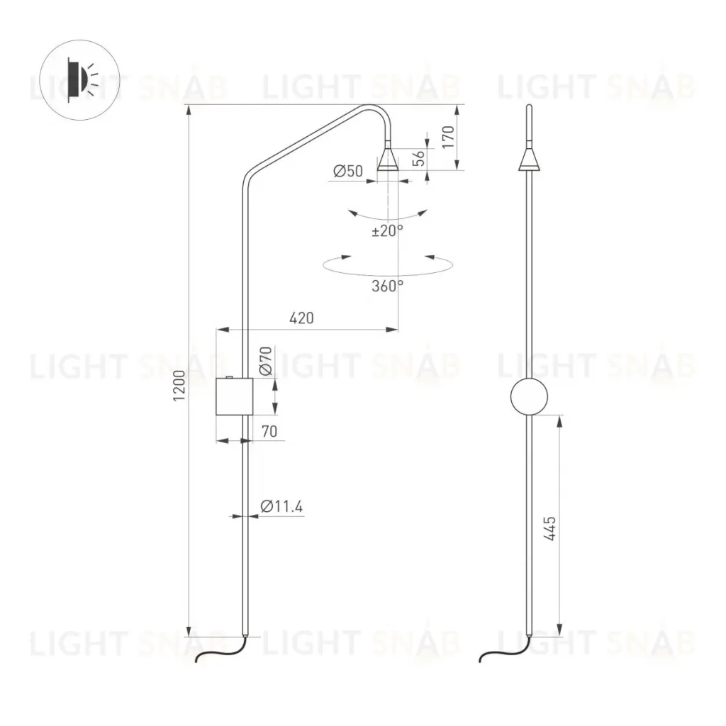 Бра Arlight SP-RINAR-WALL-5W Warm3000 (BK, 36 deg, 230V) (IP20 Металл) 059589 059589
