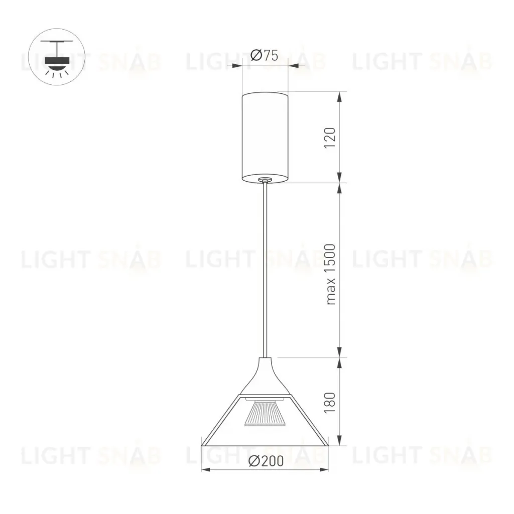 Подвесной светильник Arlight SP-OMBRELLO-HANG-R200-7W Warm3000 (BK, 30 deg, 230V) (IP20 Металл) 059590 059590