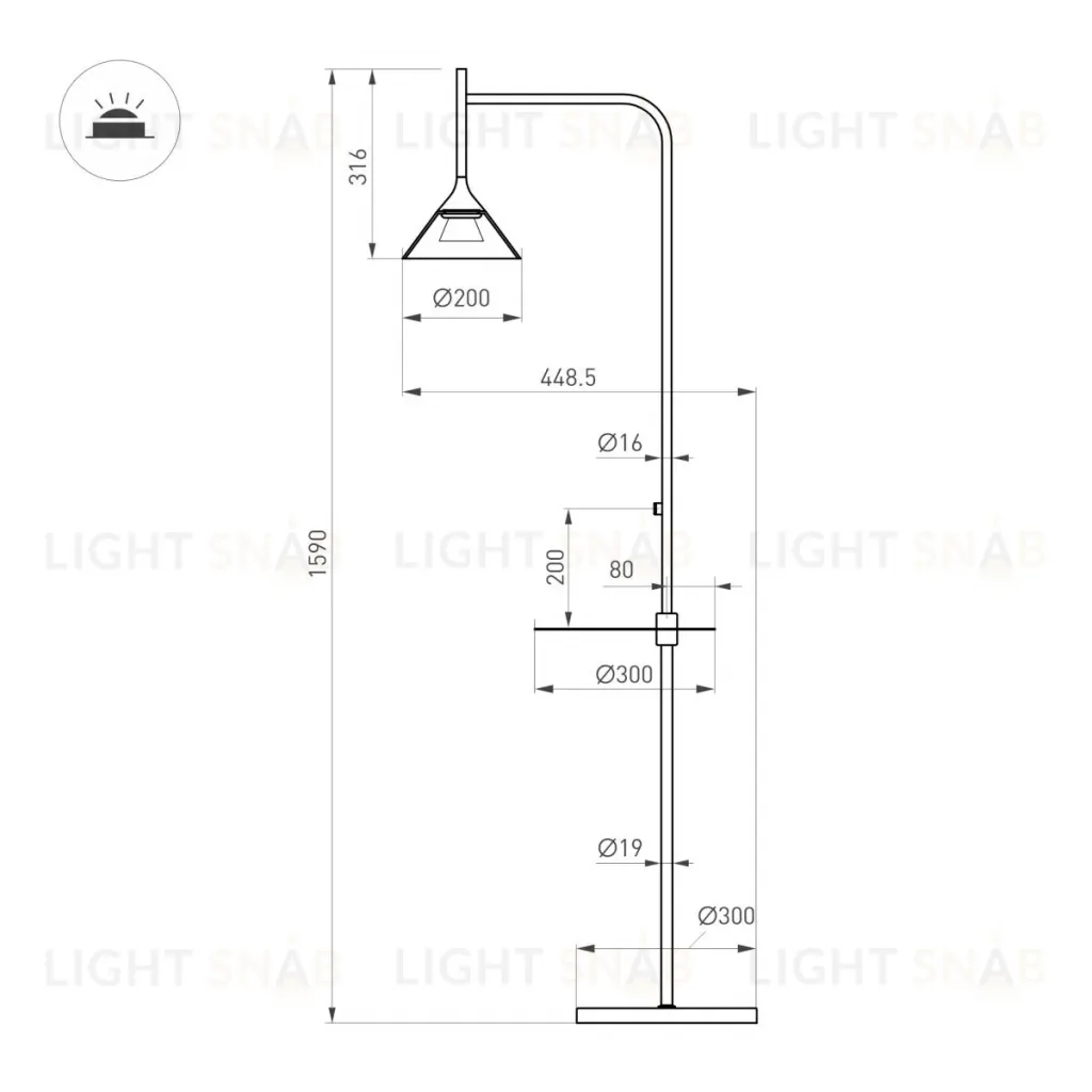 Торшер Arlight SP-OMBRELLO-FLOOR-7W Warm3000 (BK, 30 deg, 230V) (IP20 Металл) 059594 059594