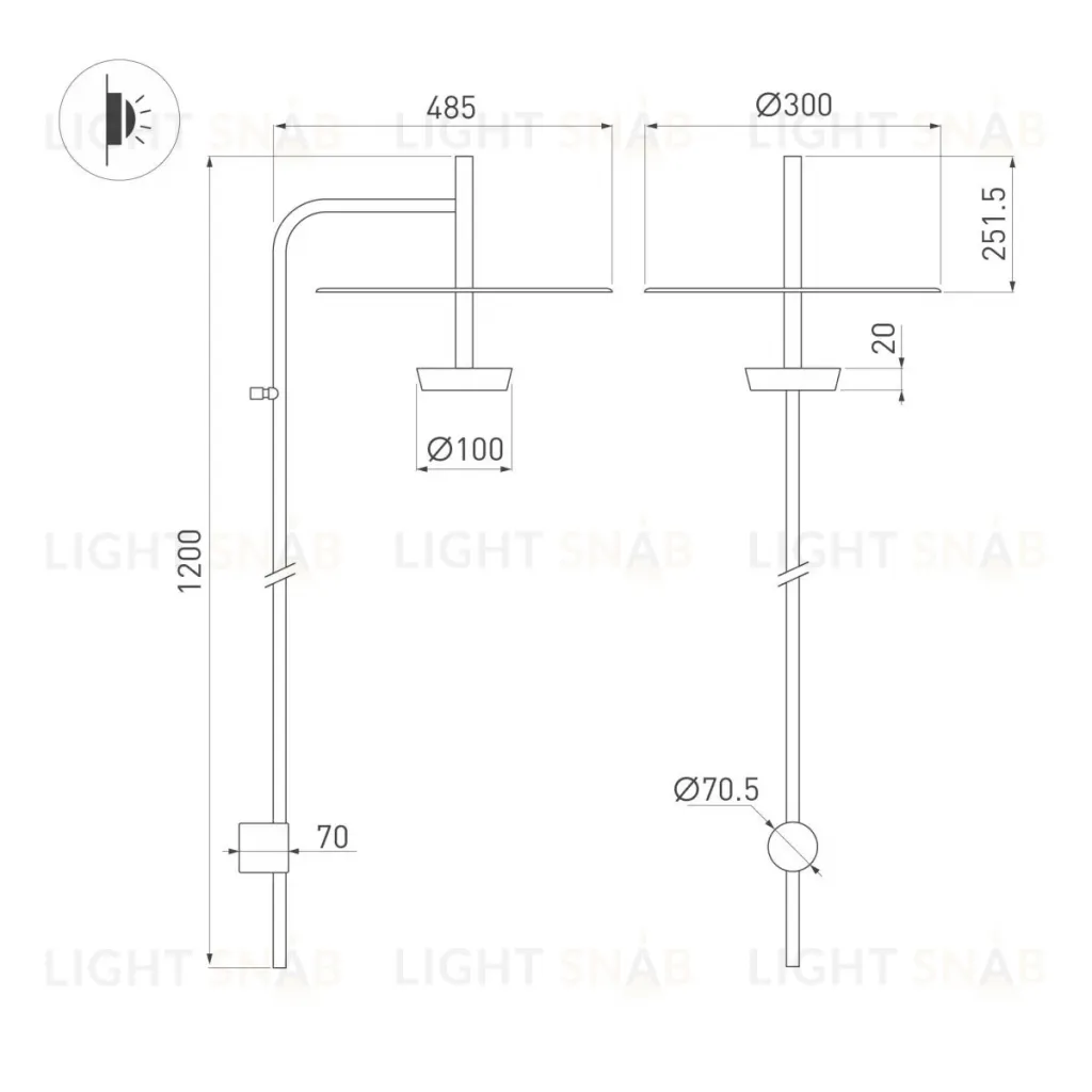 Бра Arlight SP-CAMPANA-WALL-L1200-9W Warm3000 (BK, 130 deg, 230V) (IP20 Металл) 059599 059599