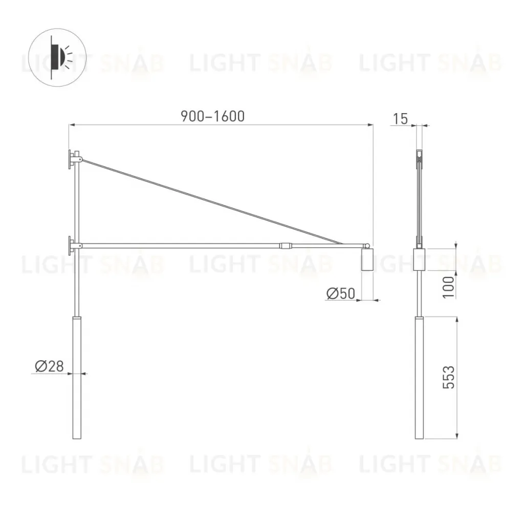 Настенный светильник Arlight SP-KANEL-WALL-6W Warm3000 (BK, 36 deg, 230V, TELESCOPIC) (IP20 Металл) 059601 059601