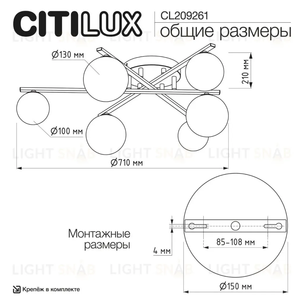 Потолочная люстра Citilux Glob CL209261 CL209261