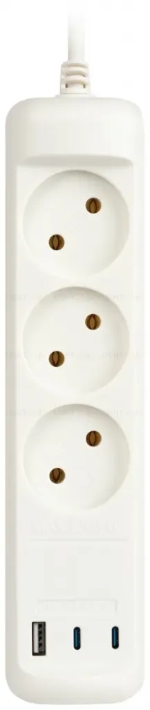 Удлинитель Эра U-3-1,5m-USB-W 3 розетки + 3xUSB A+C 1,5м 10А белый Б0069075