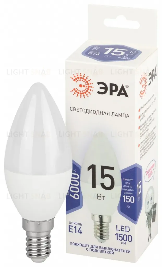 Лампа светодиодная Эра STD LED B35-15W-860-E14 6500K свеча Б0066806