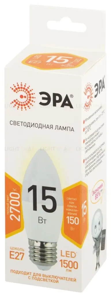 Лампа светодиодная Эра STD LED B35-15W-827-E27 2700K свеча Б0066809