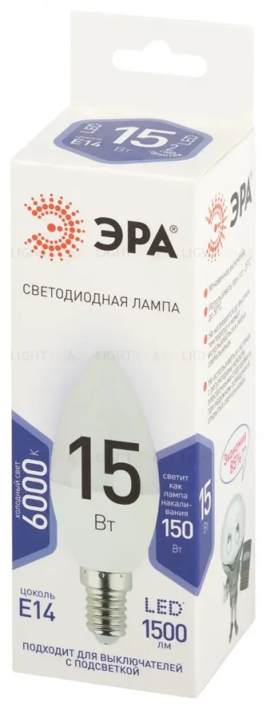 Лампа светодиодная Эра STD LED B35-15W-860-E14 6500K свеча Б0066806