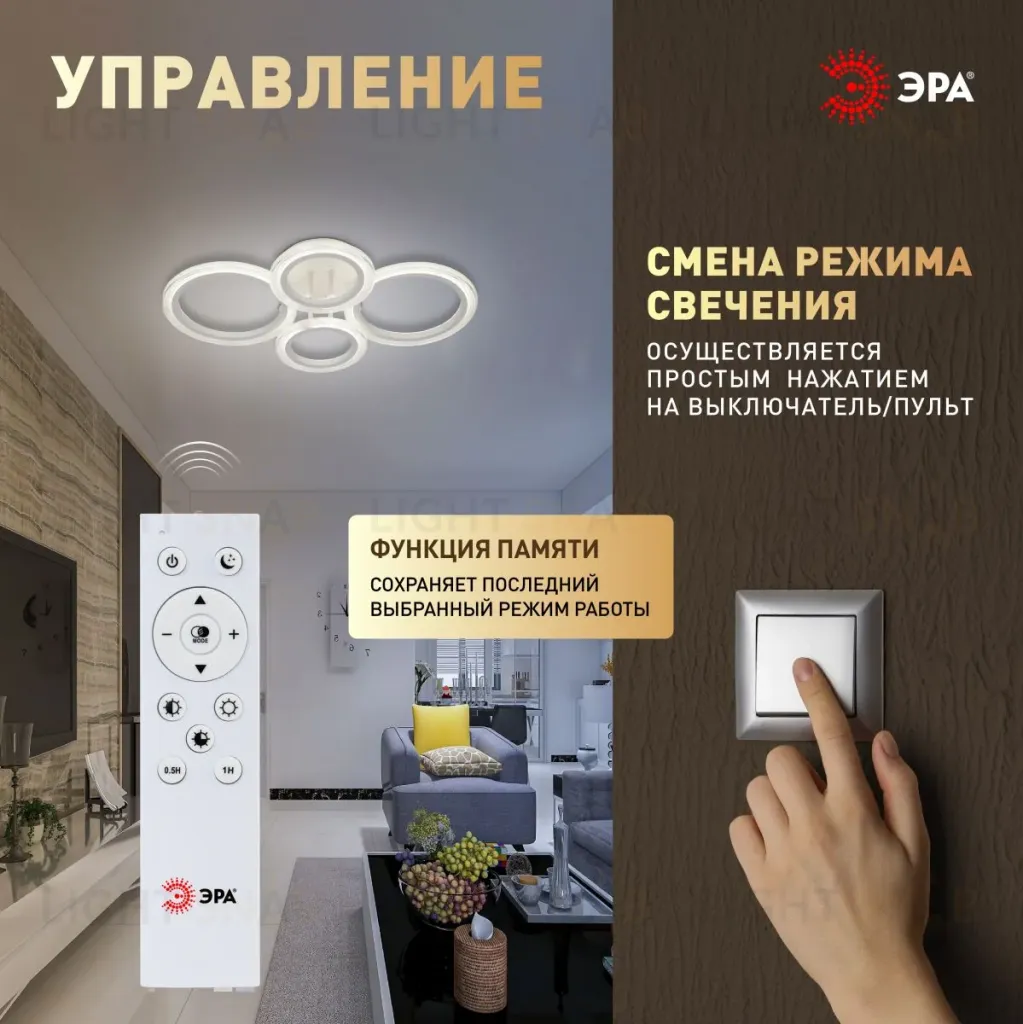 Потолочный светильник Эра Модерн Ring CLL-1-59W 3K-6,5K RC WH Б0069748