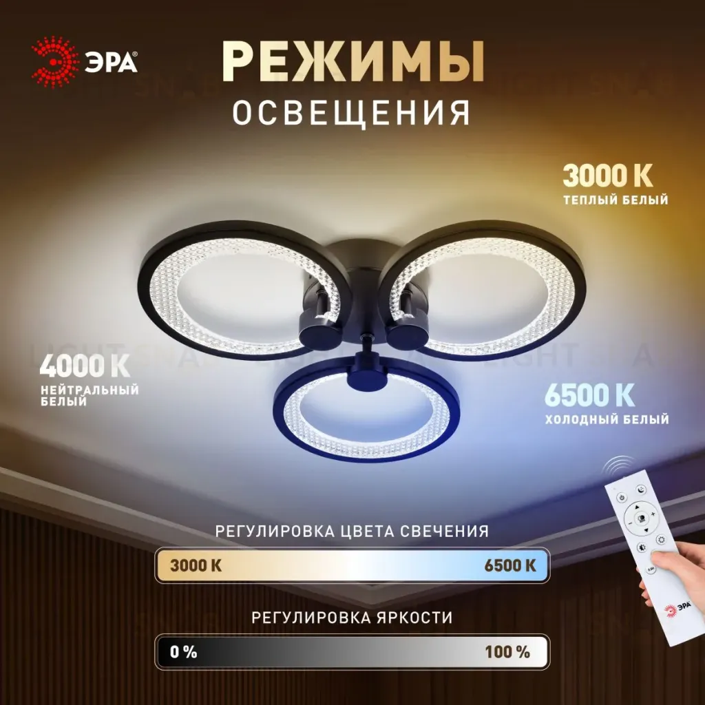 Потолочный светильник Эра Модерн Odry CLL-1-46W 3K-6,5K RC BK Б0069750